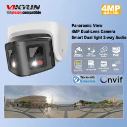 VIKYLIN Hikvision Compatible 180° Panoramic 4/8MP Dual-Lens IP Camera Hybrid Light CCTV Home Security Outdoor Video Surveillance