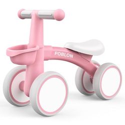 TEMU Kids' Balance Bike, Balance Bike Toy For 12–24 Months Baby, Childern's First Bicycle Without Pedal With 4 Wheels For Boys And Girls, Toddlers, Balance Training Car Toy First Birthday Gift