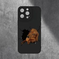 TEMU Festive Dachshund Cartoon Phone Case For Iphone - Tpu Material