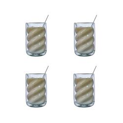 TEMU 4pcs Double-layered Glass Spiral Coffee Cup, Creative, Heat-insulated, Reusable, Glass, For Home Use, Milk Tea, Juice