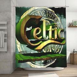 TEMU Celtic Inspired Fashion Shower Curtain With Hooks, Removable Polyester Bathroom Decor, Durable Machine Washable Weave Bath Curtain, Fashionable Bathroom Accessories, Shower Curtains For Bathroo