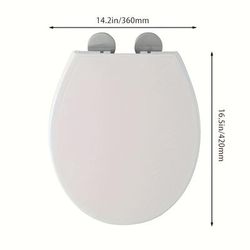 TEMU 1pc Quiet-close Toilet Lid & Tank Cover, O-shaped Plastic, Non-electric, Universal Fit For Standard Toilets, Sleek With Blue Rim Accents, Bathroom Toilet Accessorie