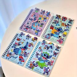 TEMU Stitch Spiral Notebook, Includes Stickers, Design, Suitable For Office And Back-to-school Supplies