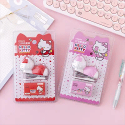 Sanrio Hello Kitty Stapler Set Cartoon Kt Cat Kawaii Students Test Papers Note Mini Binding Machine Office Supplies School Prize