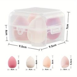 TEMU Multi-coloured Beauty Blenders With Covered Box, Foundation Sponges, Multi Shaped Blush , Face Makeup , Set Of 4 Sponges To Apply And Concealer, Sun Lotion, Cream And Other