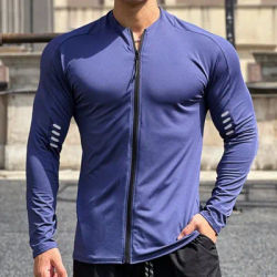 Mens Gym Sports Compression Shirt Casual Quick Dry Fitness Clothing Zipper Sweatshirt Slim Training