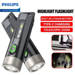 PHILIPS nouvelle lampe de poche EDC Super lumineuse LED Rechargeable Mini EDC porte-clés lampes de poche lampe de Camping pour randonnée auto-défense