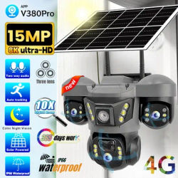 4G Solar 3 lens Security Camera No wifi Outdoor Wireless 8K Color Night Version 360 Live View Motion Detection 2-Way Audio cam