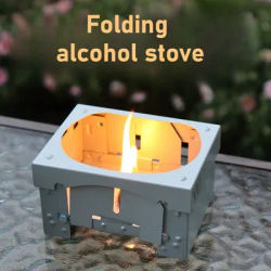 1 Windproof Folding Alcohol Card Stove Cookware Grill Mini Cooker Burner Picnic Portable Camping Equipment EDC Outdoor Mini Tool