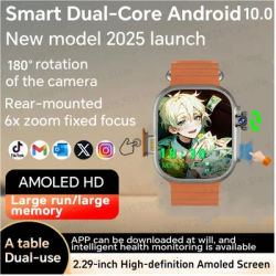 S10 Ultra 3 MAX Smartwatch Touch ID Smartwatch Hommes Femmes Avec 180 ° Roatry caméra emplacement pour carte Sim appel vidéo WIFI GPS NFC boussole