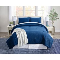 Corduroy Comforter 3-PC Set by BrylaneHome in Navy (Size KING)