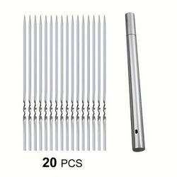 TEMU Durable Stainless Steel Bbq Skewers With 1 Tube Storage - Reusable, Easy To Clean For Indoor & Outdoor Grilling Parties, Vegetables, Meats & More