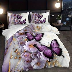 TEMU 2/3pcs Purple Pattern Duvet Cover Set With 1 Duvet Cover + 1/2 Pillowcases Without Pillow Inserts, Home Dorm High-definition Print