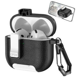 Étui AirPods 4 3 2 1 Pro 2, Texture cuir, housse de protection pour écouteurs Bluetooth sans fil,