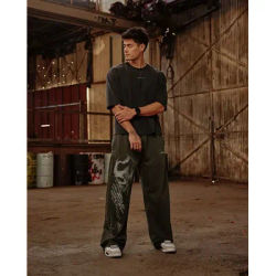 2025 New Men's Fitness Sports Pants American High Street Retro mens designer clothes Trendy Brand