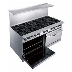 Dukers DCR60-10B 60" 10 Burner Commercial Gas Range - 2 Standard Ovens, Convertible, Stainless Steel, Gas Type: LP
