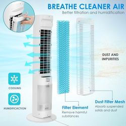 TEMU Tower Fan, Floor-standing Fan Humidifier With Aromatherapy Box, Water-cooled Air Conditioner, 4 , 50° Oscillating