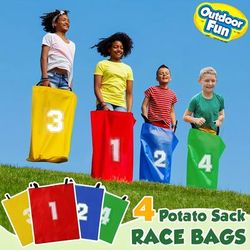 TEMU 4 Pack/set Canvas Potato Sack Game Bags, Durable Kangaroo Jumping Bags For Outdoor Lawn Games, Family Interactive Sports, Hand Washable, Non-electric, Feather Free, Red/green/blue/yellow