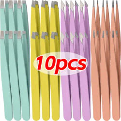 4styles Stainless Steel Eyebrow Tweezers Hair Removal Precision Slanted Tip Point Face Angle Pointed Tip Makeup Beauty Tools