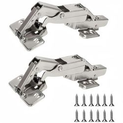 TEMU 2pcs 165° Concealed Soft Close Cabinet Hinges - Heavy-duty Metal Hydraulic Hinges For Lazy Susan Cabinets, Kitchen & Folding Doors, Surface Mount With Screws & Spacers, Hinges For Cabinets