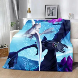 Lovely couple Toothless Fury Dragon Printed Blanket Picnic Blankets Warm Blanket Soft and Comfortable Home Travel Birthday Gift