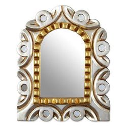 Window,'Window-Shaped Wood Wall Mirror with Bronze & Aluminum Leaf'