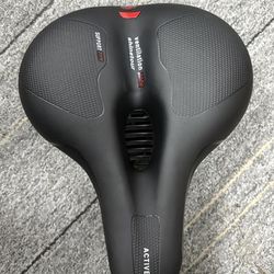 TEMU Extra Wide Bike Seat - Shock-absorbing For Mountain/city Cycling, Large Anti-slip Cushion With Ventilation Holes (black/red)