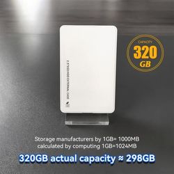 TEMU 160gb/250gb/320gb/500gb External Hard Drive, Data Storage, Large Capacity For Easy Backup, Usb 2.0 External Storage - Durable 2.5-inch Drive, White Portable Storage Mechanical Hard Drive