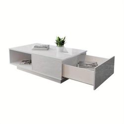 TEMU White Gloss Coffee Table, Modern Tv Cabinet Unit High Gloss Coffee Tea Table Storage Entertainment End Table White