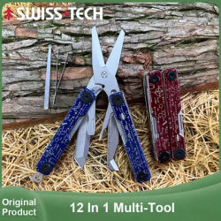 SWISS TECH 12 In 1 Portable Multifunctional Scissors Portable Outdoor Camping Survival Equipment EDC Multitool