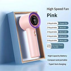 TEMU Yitumu 199 Speed Hurricane Handheld Fan - 3000mah, Dual-key Control For Back, Turbocharged, Large Fan For Camping, Hiking, Construction Sites - Cooling Device, Fan For Cooling
