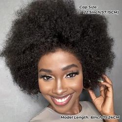 TEMU Elegant Afro Lace Front Wig For Women, 13x4 Brazilian Virgin Human Hair, 180% Density, 1b Color, Natural Look & Fit, Long-lasting Hair Woven For Adults, Afro Wig