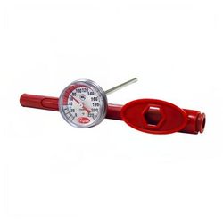 Cooper 124602 1" Dial Type Pocket Test Thermometer w/ 5" Stem, 0 to 220 Degrees F, Antimicrobial, Red