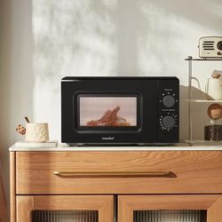 TEMU Comfee' 700w Black Compact Microwave| Table Microwave 20l - Space-saving Design For Studio Flats & Dorms, 5 Power Levels + Quick , Manual Dial Control (cm-m202cc/bk) - Energy Saving .