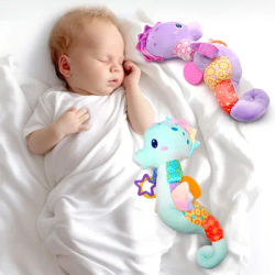 1pc baby soothing toy seahorse plush toy, sleeping, traveling, riding, car hanging early education interactive puzzle plush toy