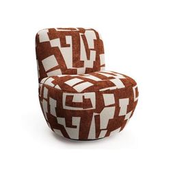 Poltrona girevole in tessuto strutturato motivo terracotta