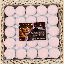 TEMU 50pcs Colorful Tea Light Candles, 8-9 Hours Long Burn, Smokeless Mini For Wedding, Centerpiece Decoration, Party - Unscented, Round Shape, Indoor Use, Best For Christma