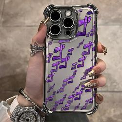 TEMU Anime Adventure Purple Notes Phone Case For Iphone 16 15 14 11 Pro Xr Xs 7 Plus Electroplated Transparent Soft Back Cover