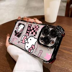 TEMU Cute Pink Hello Kitty Phone Case Suitable For Iphone 16 15 14 11 Pro Xr Xs 7 Plus Shockproof Transparent Soft Back Cover