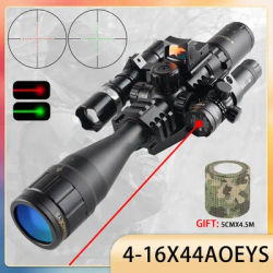 Lunette de chasse tactique 4-16x44AOEYS, lampe de poche à points Laser rouge/vert, Combo RifleScope de tir en plein air, portée de Sniper Airsoft