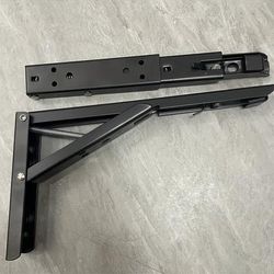 TEMU 2pcs Heavy Duty Stainless Steel Folding Brackets - Space-saving, Spring Triangle Shelf Supports For Diy Floating Shelves