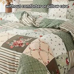 TEMU 3pcs Duvet Cover Set (1*duvet Cover + 2*pillowcase, Without Core), Style Flower Print Bedding Set, Soft Comfortable Duvet Cover, For Bedroom,