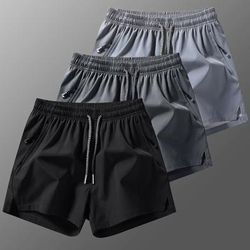 TEMU -piece Men's Running Shorts With Slits, Fitness With Drawstring And Zipper Pockets, Beach Pants