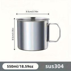 TEMU Stainless Steel Folding Water & Coffee Cup - Portable, Multi-use Mug For Outdoor Camping, And Hiking, 304, Outdoor Camping, Travel Cup