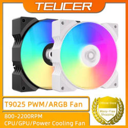 TEUCER T9025 90mm RGB ARGB CPU Cooling Fan, PWM Speed Regulation 800-2200RPM, ITX Chassis Cooling Solution