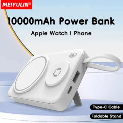 Batterie externe magnétique sans fil 10000mAh, pour Apple Watch, chargeur rapide, câble USB C, batterie de rechange externe pour iPhone Samsung Xiaomi