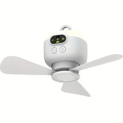 TEMU Portable Usb Charging With Led Light, White - For Indoor/outdoor Use, Summer Camping And Home Cooling, Summer Camping Gear | Remote Control Fan | Lightweight Plastic, Portable Fan