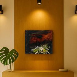 'Thai-Made Nature-Themed Longan Wood and Wildflower Wall Art'
