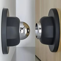 TEMU 1pc Soft Magnetic , Easy Wall Or Floor Mount, No-drill Installation, Safe Open For , Compatible With Door Types, Metal Material, Black Silicone, Door Stoppe