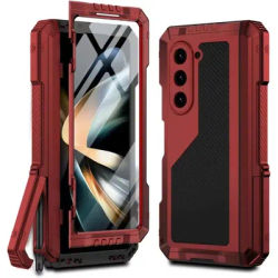 360° all inclusive phone case for Samsung Galaxy Z Flod 6 Z Flod5 Flod4 with foldable anti drop strap and heavy metal phone Case